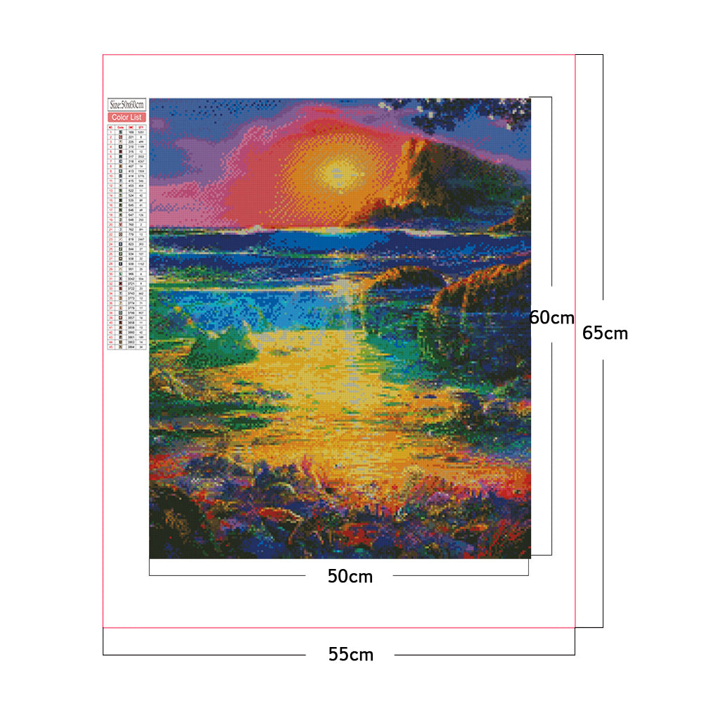 Sunset Waterfall - Full Square Drill Diamond Painting 50*60CM