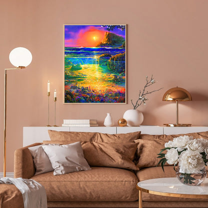 Sunset Waterfall - Full Square Drill Diamond Painting 50*60CM