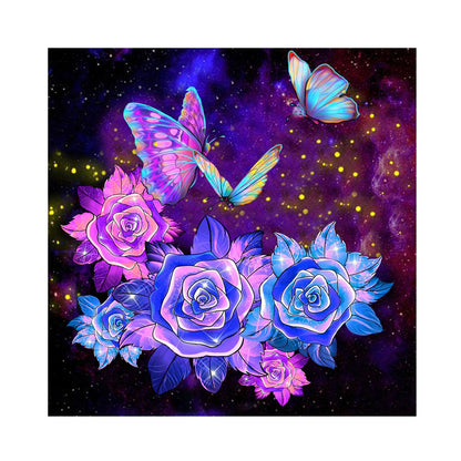 Flower Butterfly - Full Round Drill Diamond Painting 30*30CM