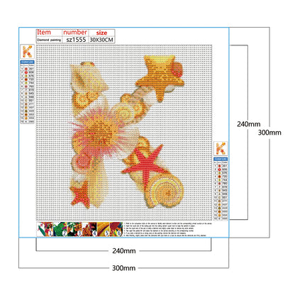 Letter K - Full Round Drill Diamond Painting 30*30CM