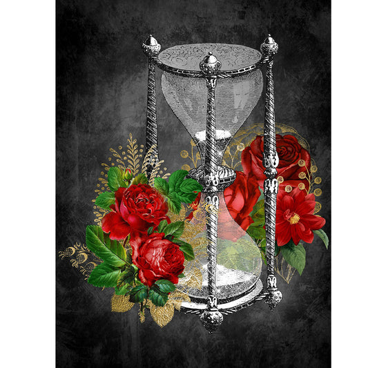 Red Rose Hourglass - Full Round Drill Diamond Painting 30*40CM