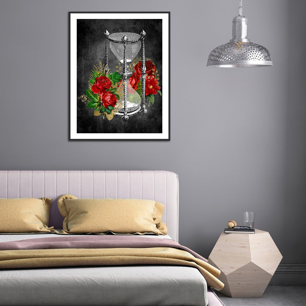 Red Rose Hourglass - Full Round Drill Diamond Painting 30*40CM