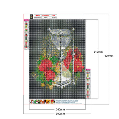 Red Rose Hourglass - Full Round Drill Diamond Painting 30*40CM