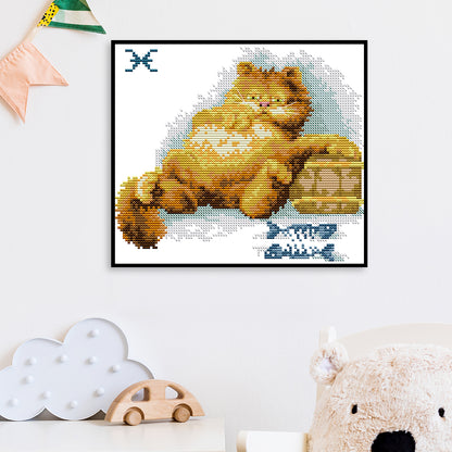 Fat Cat - 14CT Stamped Cross Stitch 25*21CM