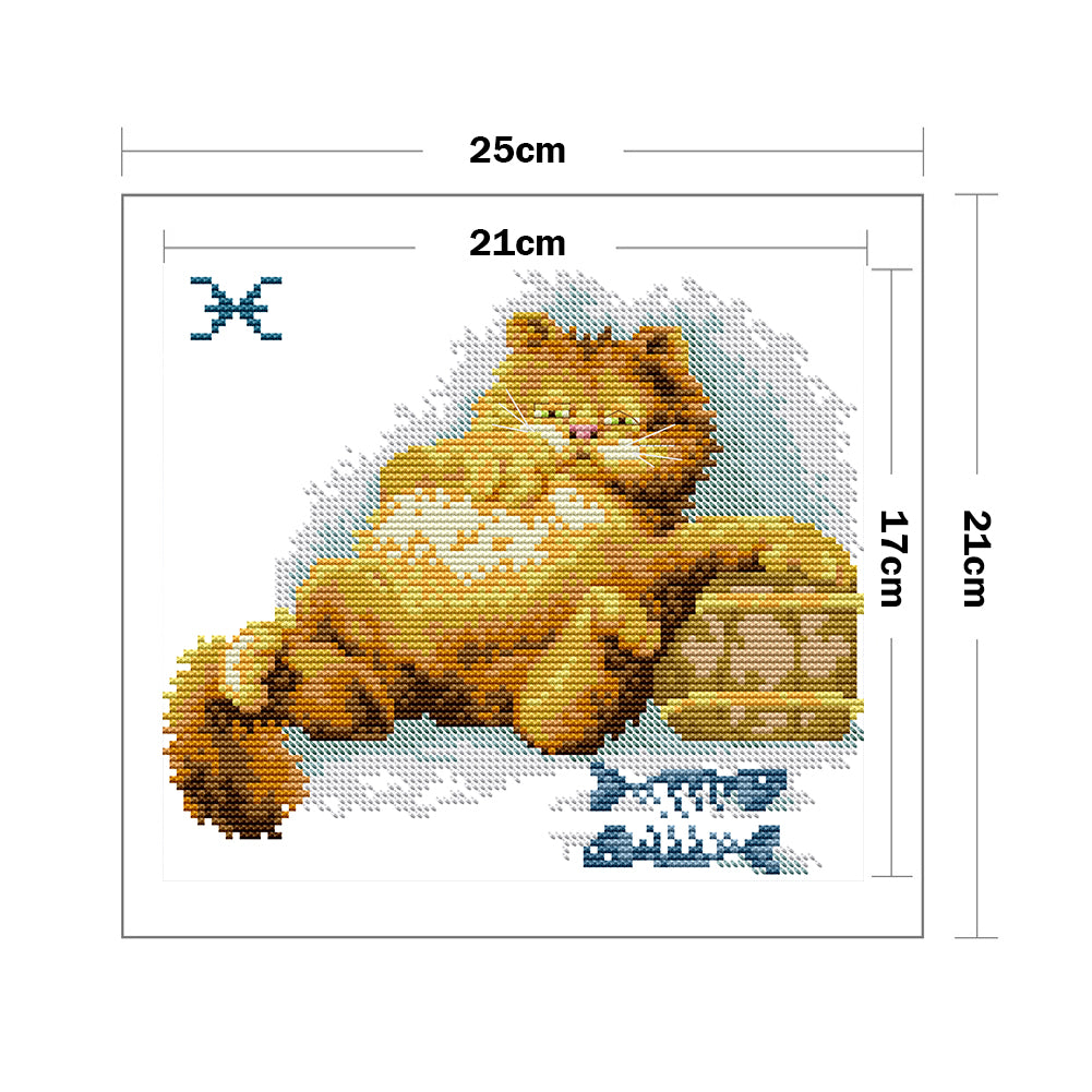 Fat Cat - 14CT Stamped Cross Stitch 25*21CM