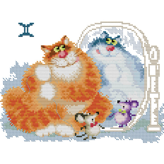 Fat Cat - 14CT Stamped Cross Stitch 28*20CM