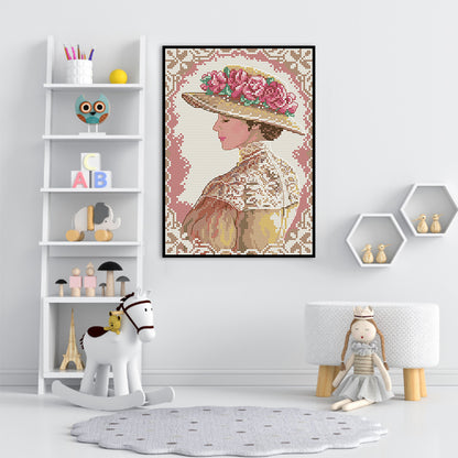 Elegant Lady - 14CT Stamped Cross Stitch 19*28CM