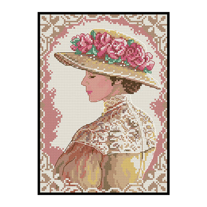 Elegant Lady - 14CT Stamped Cross Stitch 19*28CM