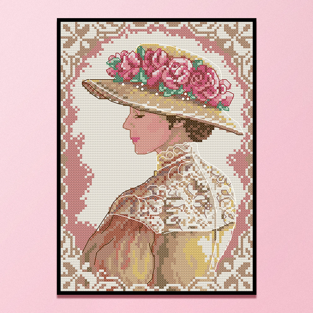 Elegant Lady - 14CT Stamped Cross Stitch 19*28CM