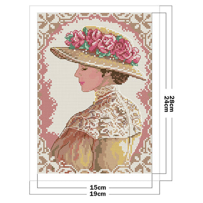 Elegant Lady - 14CT Stamped Cross Stitch 19*28CM