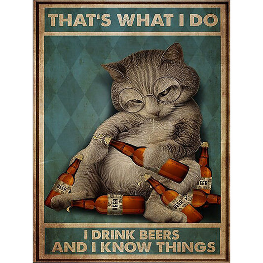 Drunk Cat - 11CT Stamped Cross Stitch 40*55CM