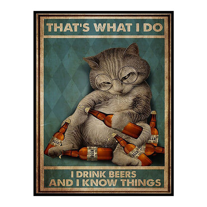 Drunk Cat - 11CT Stamped Cross Stitch 40*55CM