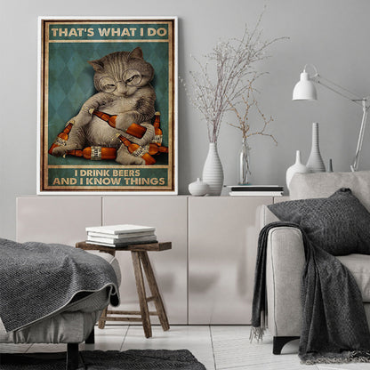 Drunk Cat - 11CT Stamped Cross Stitch 40*55CM