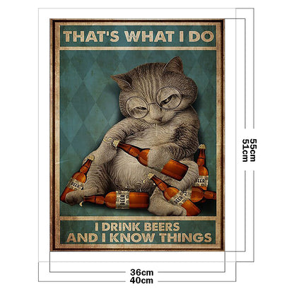 Drunk Cat - 11CT Stamped Cross Stitch 40*55CM