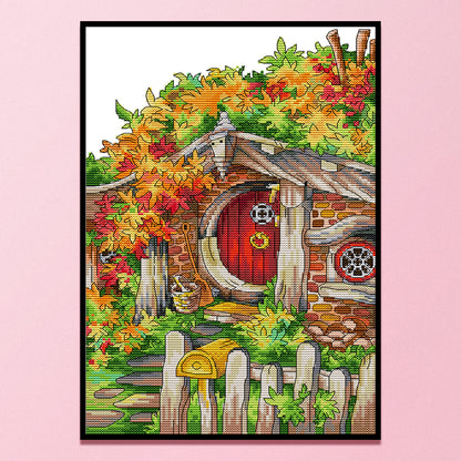 Colorful Wooden House - 14CT Counted Cross Stitch 27*38CM(Joy Sunday)