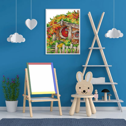 Colorful Wooden House - 14CT Counted Cross Stitch 27*38CM(Joy Sunday)