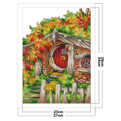 Colorful Wooden House - 14CT Counted Cross Stitch 27*38CM(Joy Sunday)