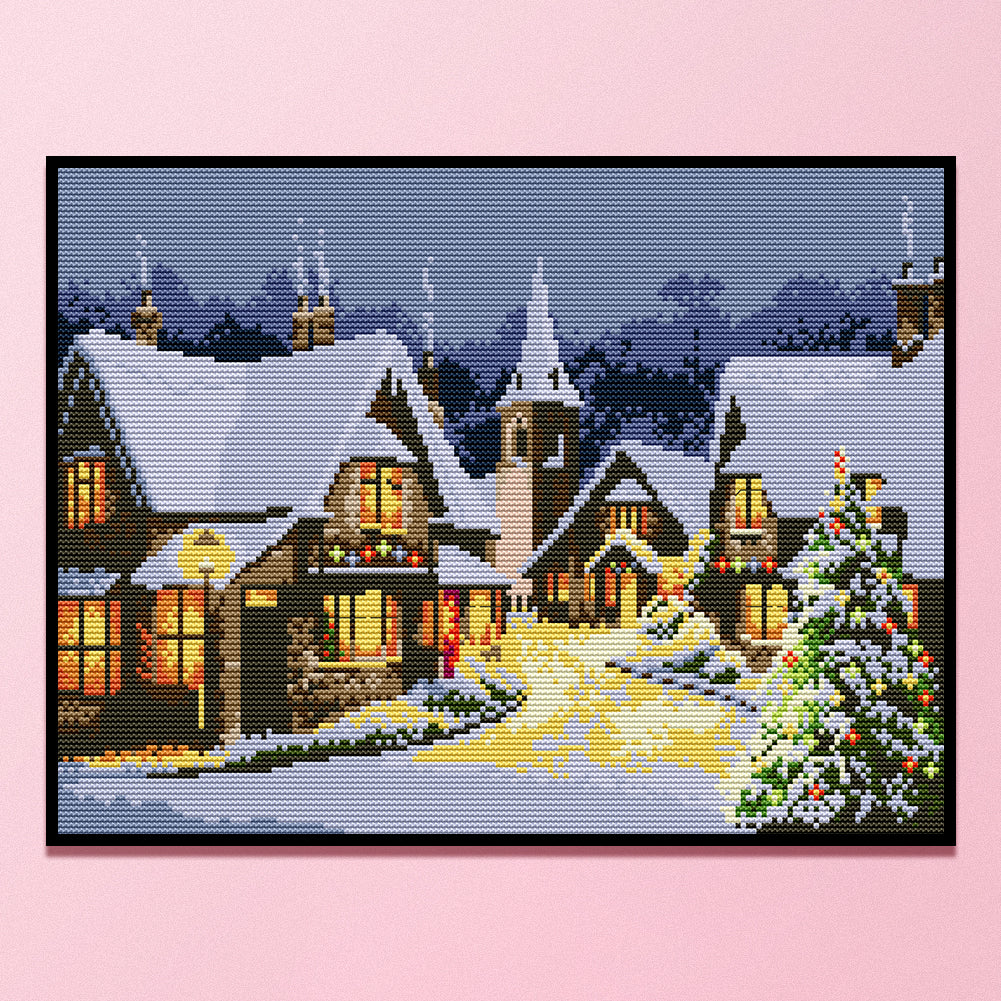 Small Town Christmas Eve - 14CT Counted Cross Stitch 38*29CM