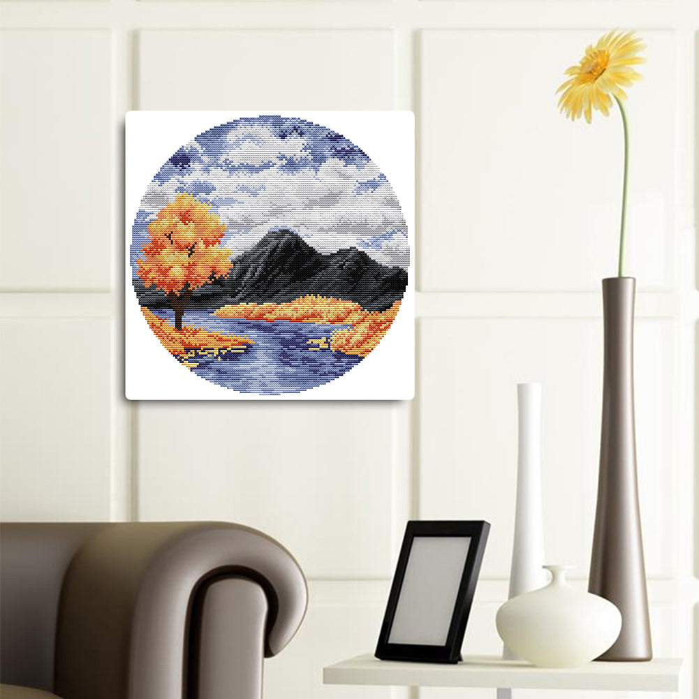 Four Seasons Autumn In The Valley - 14CT Counted Cross Stitch 31*31CM(Joy Sunday)