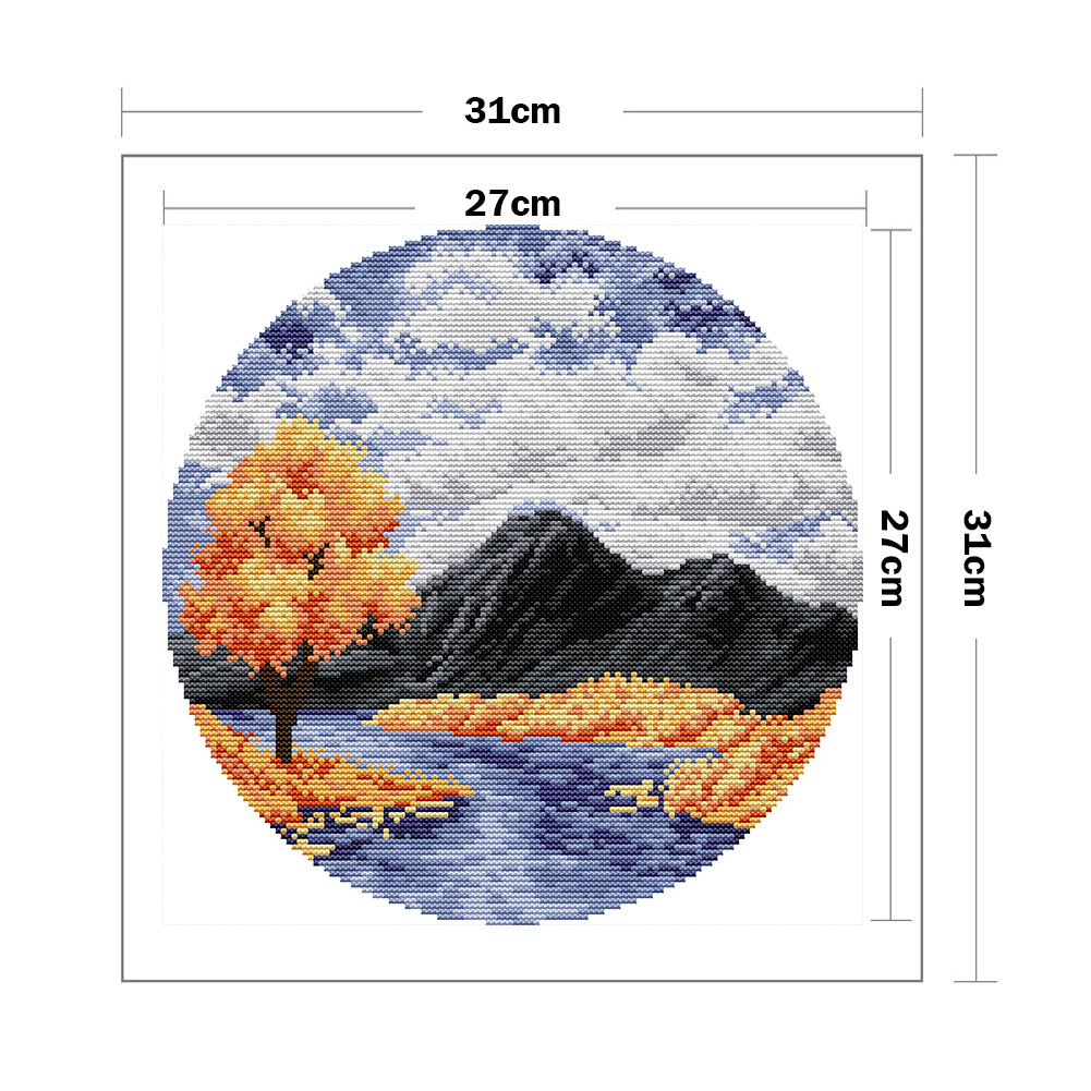 Four Seasons Autumn In The Valley - 14CT Counted Cross Stitch 31*31CM(Joy Sunday)