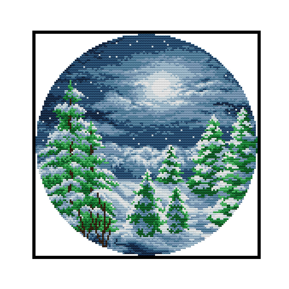 River Valley Four Seasons Winter - 14CT Counted Cross Stitch 31*31CM(Joy Sunday)