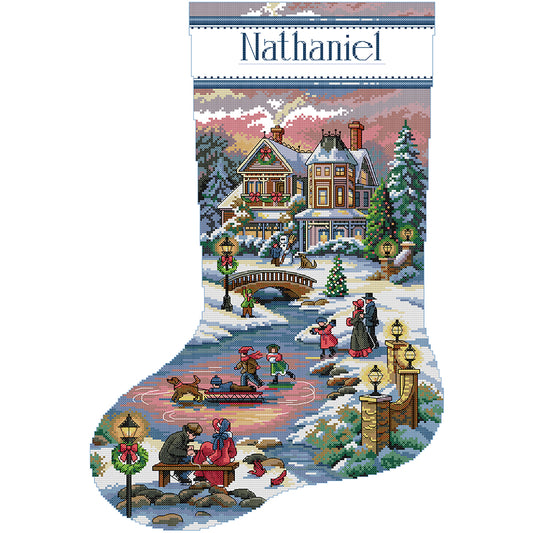 Happy Hour With Christmas Stockings - 14CT Counted Cross Stitch 37*55CM(Joy Sunday)