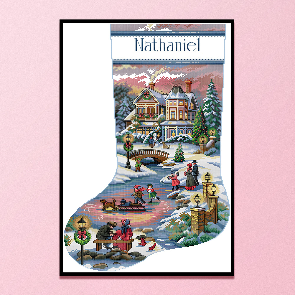 Happy Hour With Christmas Stockings - 14CT Counted Cross Stitch 37*55CM(Joy Sunday)