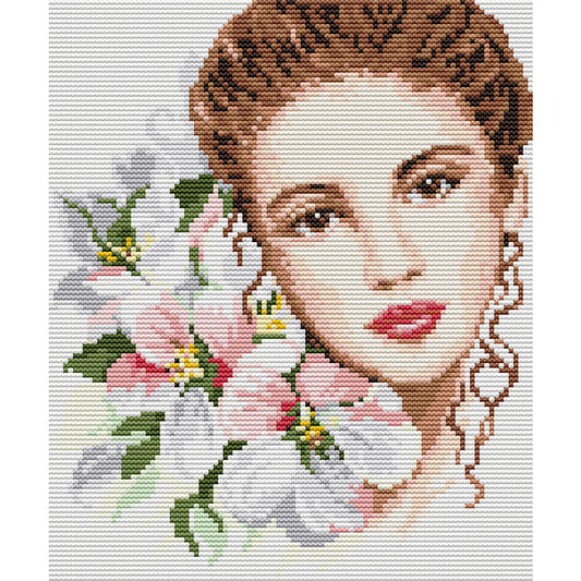 Beauty And Flowers - 14CT Stamped Cross Stitch 25*29CM