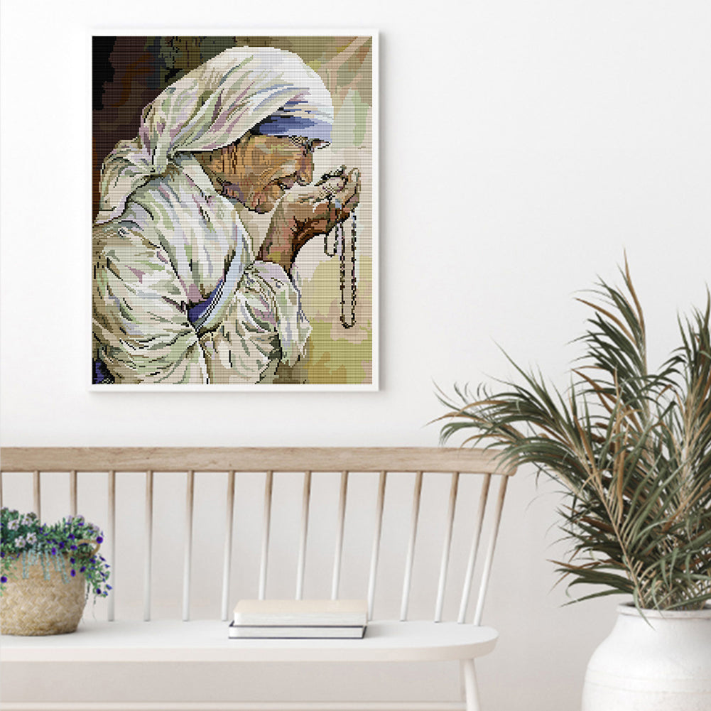 Poor Saint - Mother Teresa - 14CT Stamped Cross Stitch 40*49CM