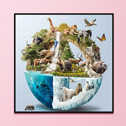 Land And Sea Animals - 11CT Stamped Cross Stitch 70*70CM