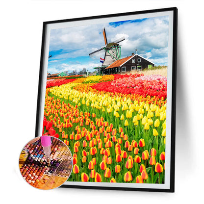Tulip Flower Sea - Full Round Drill Diamond Painting 30*40CM