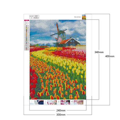 Tulip Flower Sea - Full Round Drill Diamond Painting 30*40CM