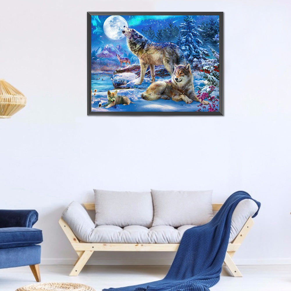 Wolf In The Snow - Full Round Drill Diamond Painting 40*30CM