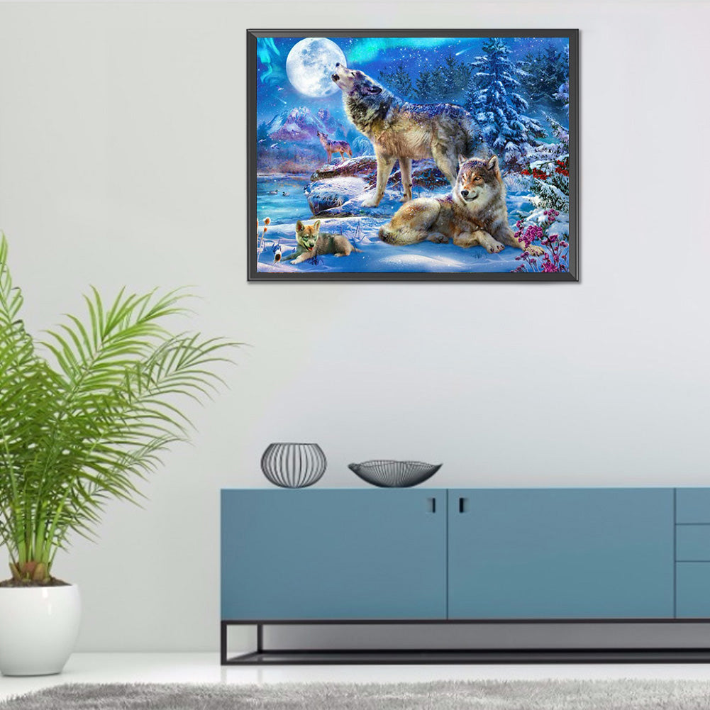 Wolf In The Snow - Full Round Drill Diamond Painting 40*30CM