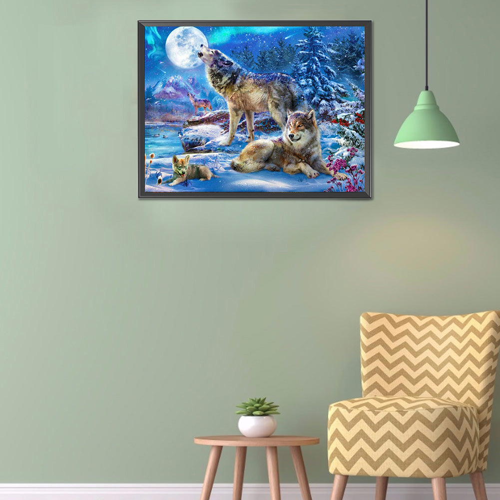 Wolf In The Snow - Full Round Drill Diamond Painting 40*30CM