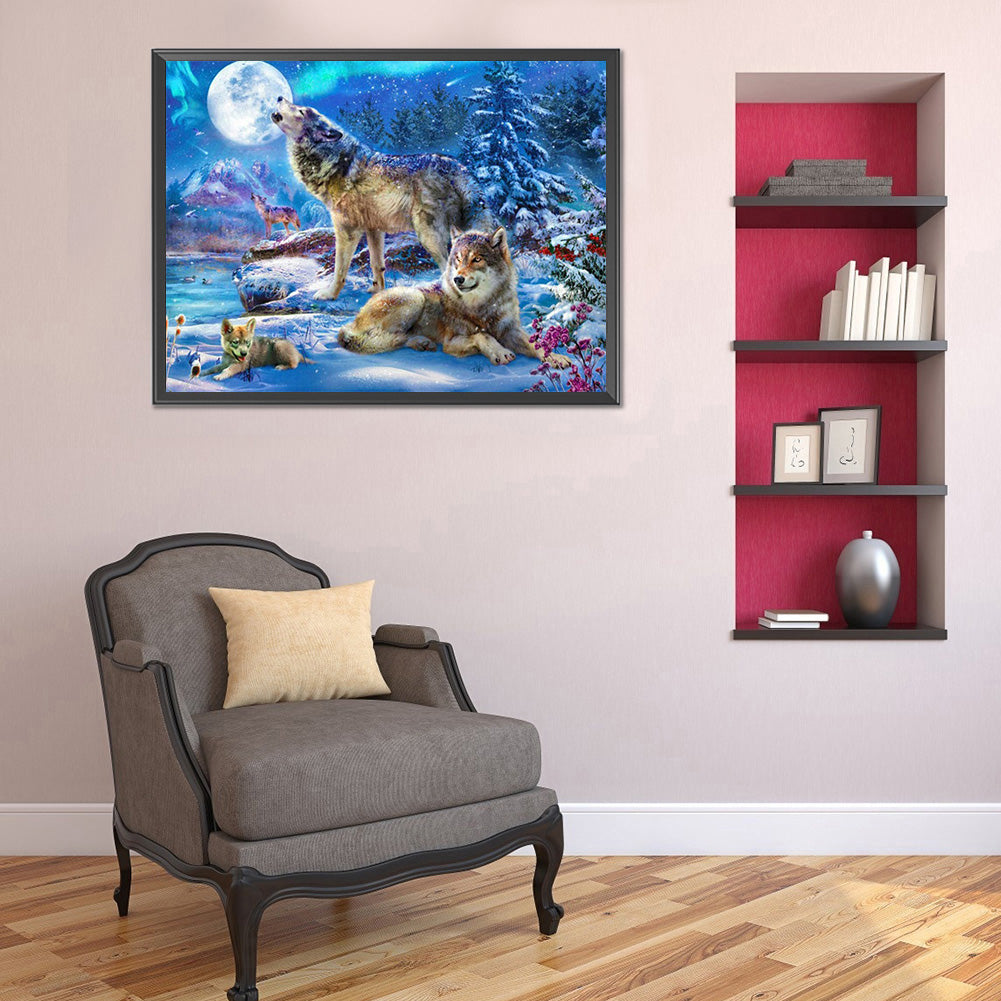 Wolf In The Snow - Full Round Drill Diamond Painting 40*30CM