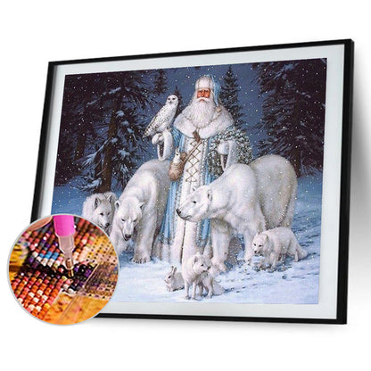 Old Man And White Bear - Full Round Drill Diamond Painting 60*50CM