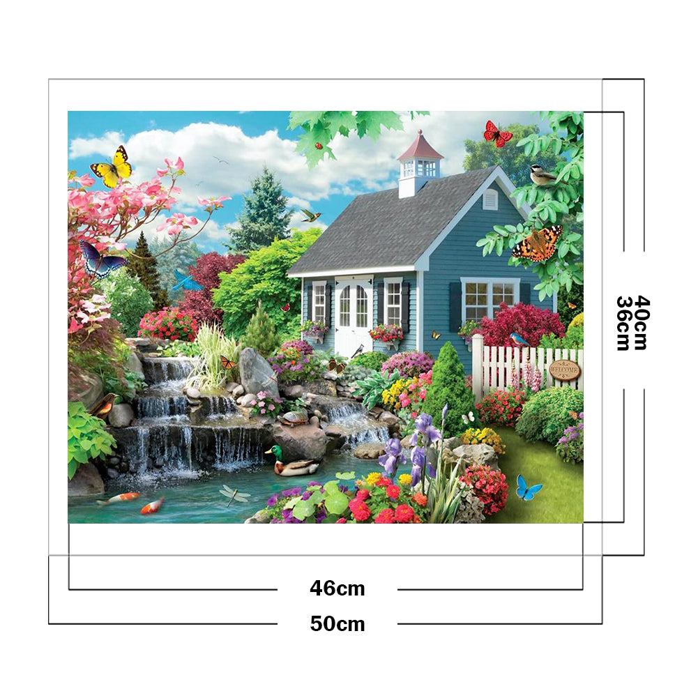 Garden Cottage - 11CT Stamped Cross Stitch 50*40CM