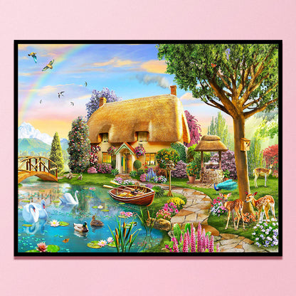 Garden Cottage - 11CT Stamped Cross Stitch 60*50CM