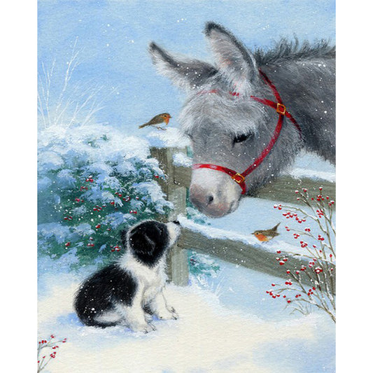 Donkey And Puppy - Full Round Drill Diamond Painting 40*50CM