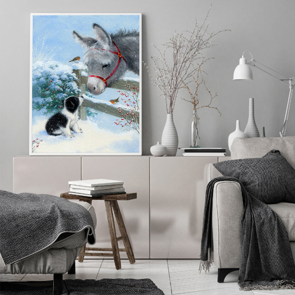 Donkey And Puppy - Full Round Drill Diamond Painting 40*50CM