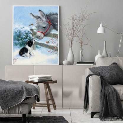 Donkey And Puppy - Full Round Drill Diamond Painting 40*50CM