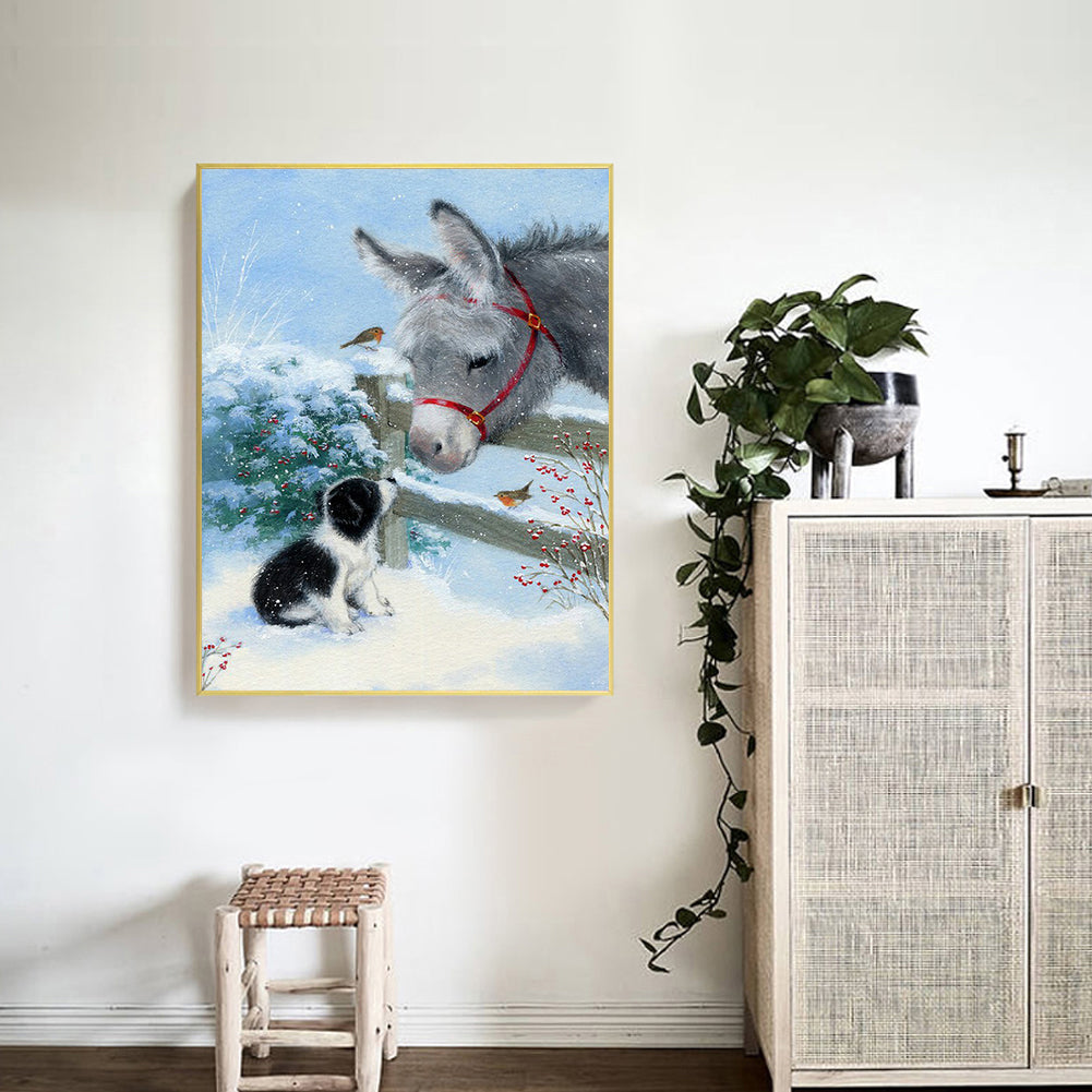 Donkey And Puppy - Full Round Drill Diamond Painting 40*50CM