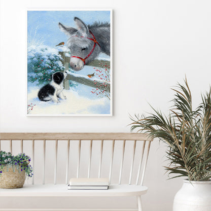 Donkey And Puppy - Full Round Drill Diamond Painting 40*50CM