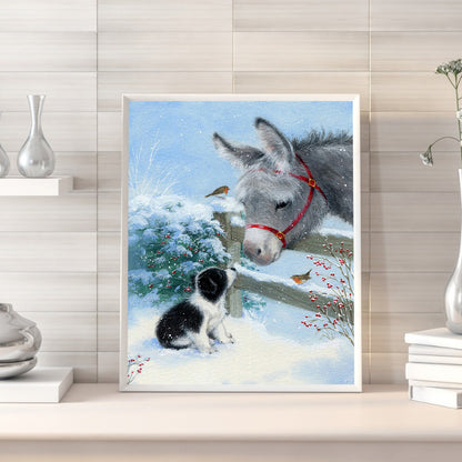 Donkey And Puppy - Full Round Drill Diamond Painting 40*50CM