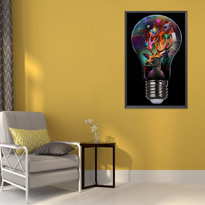 Deer In Light Bulb - Full Round Drill Diamond Painting 30*50CM
