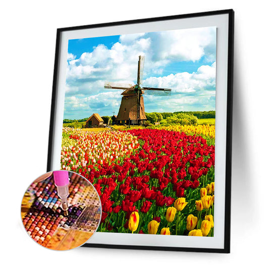 Windmill Tulip - Full Round Drill Diamond Painting 30*40CM