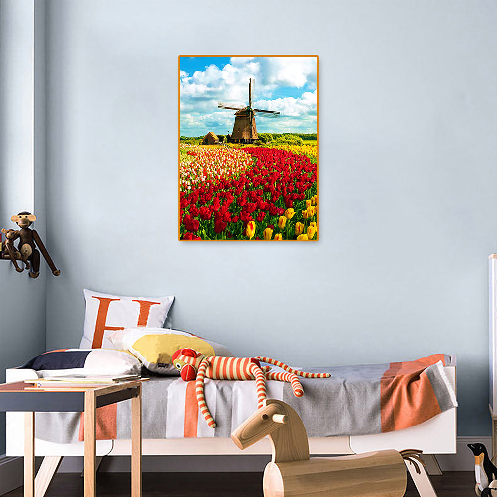Windmill Tulip - Full Round Drill Diamond Painting 30*40CM