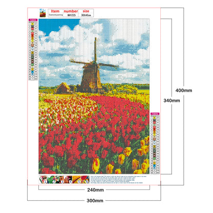 Windmill Tulip - Full Round Drill Diamond Painting 30*40CM