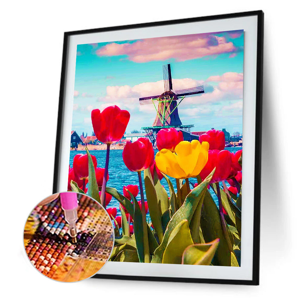 Windmill Tulip - Full Round Drill Diamond Painting 30*40CM